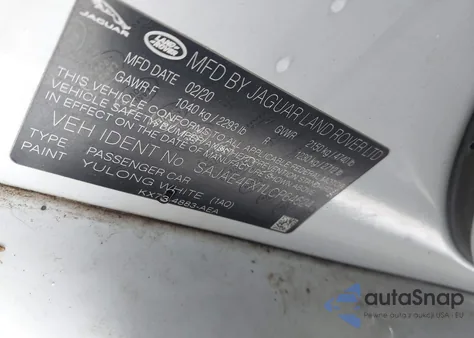 2020 Jaguar Xe S Rwd Automatic from USA, damaged, VIN SAJAE4FX1LCP64624